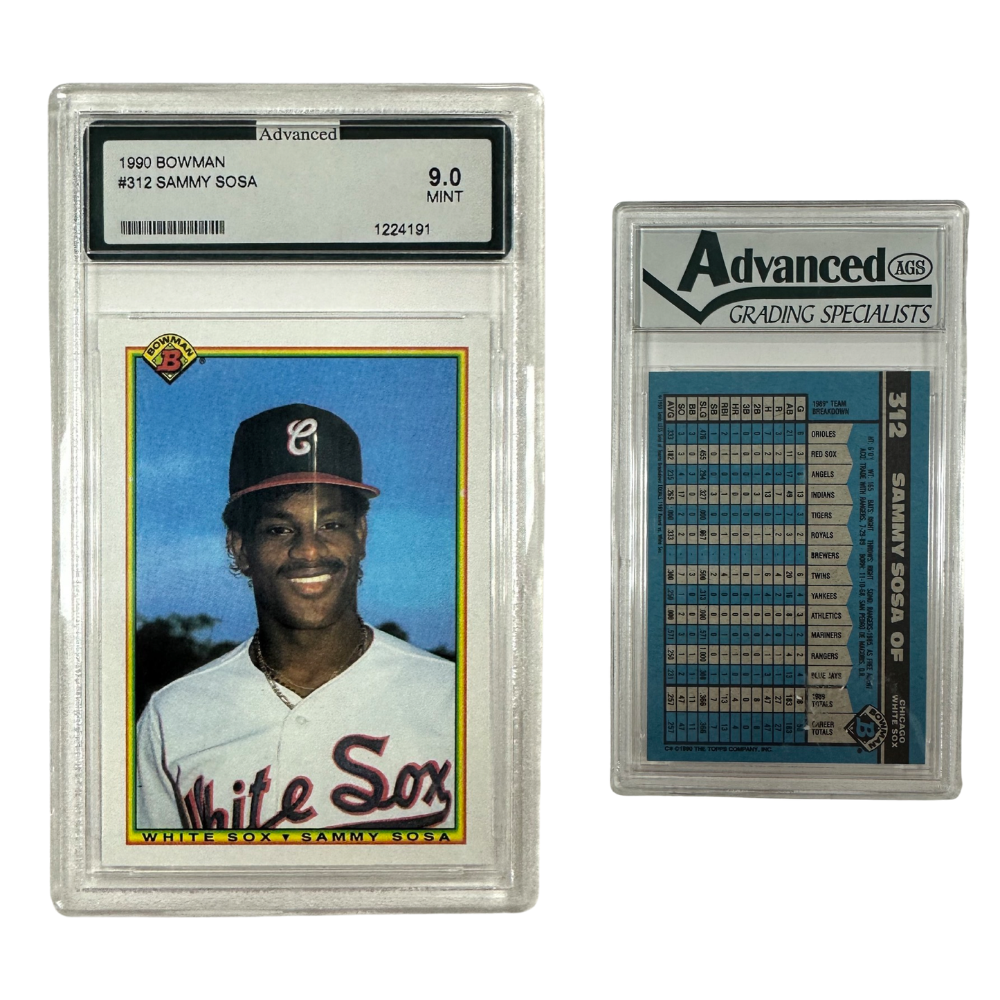 1990 Sammy Sosa Topps Bowman ERROR CARD #312 AGS 9.0 MINT