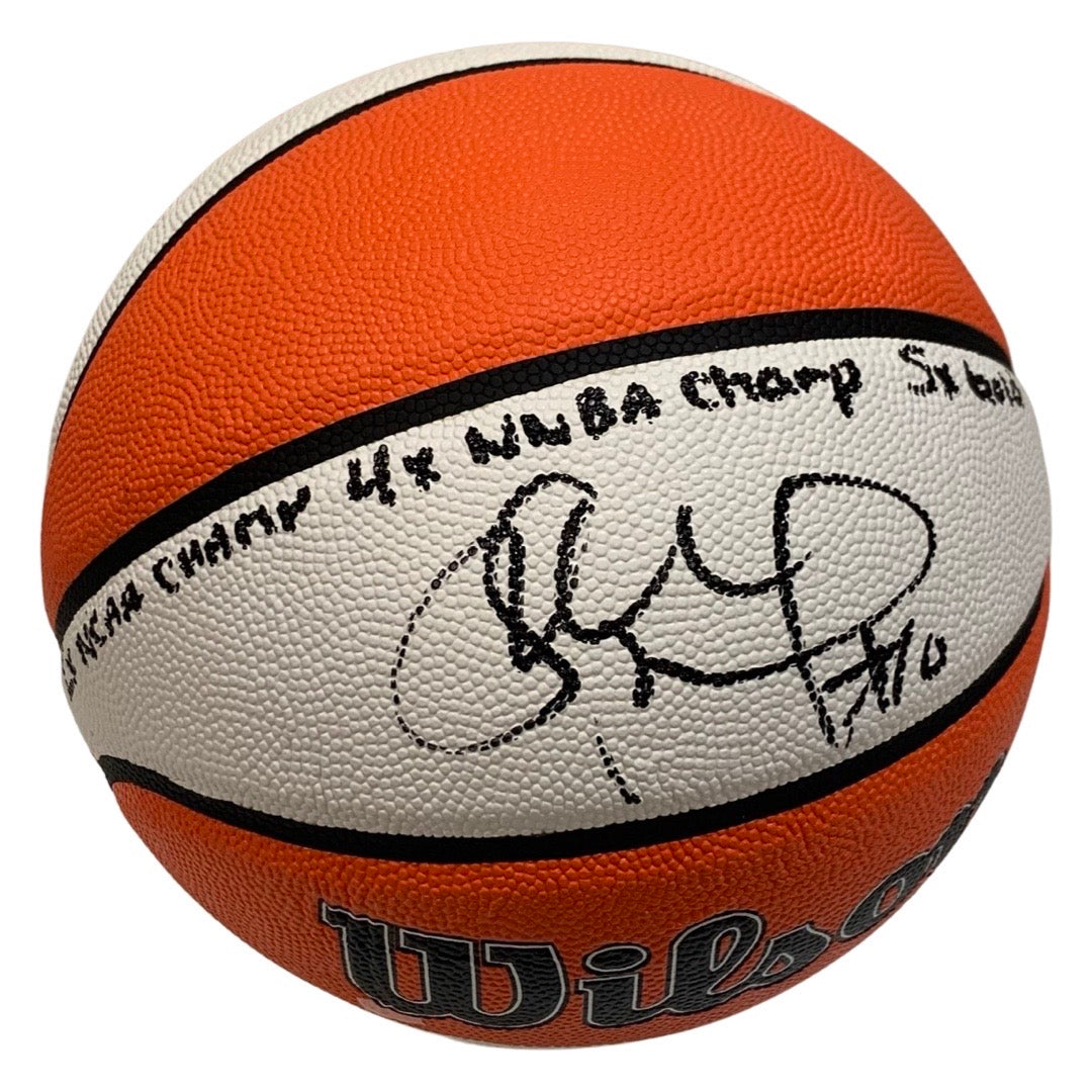 Sue Bird Autographed WNBA Wilson Authentic Series Basketball “2x NCAA Champ, 4x WNBA Champ, 5x Gold” Inscriptions Steiner CX