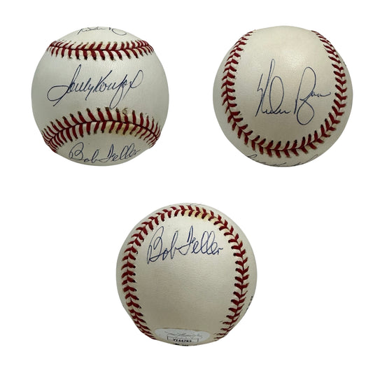 Sandy Koufax, Nolan Ryan and Bob Feller Autographed Official National League Baseball JSA