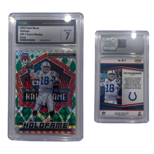 2022 Peyton Manning Panini Mosaic HoloFame Green #HF-2 CSG 7 NM