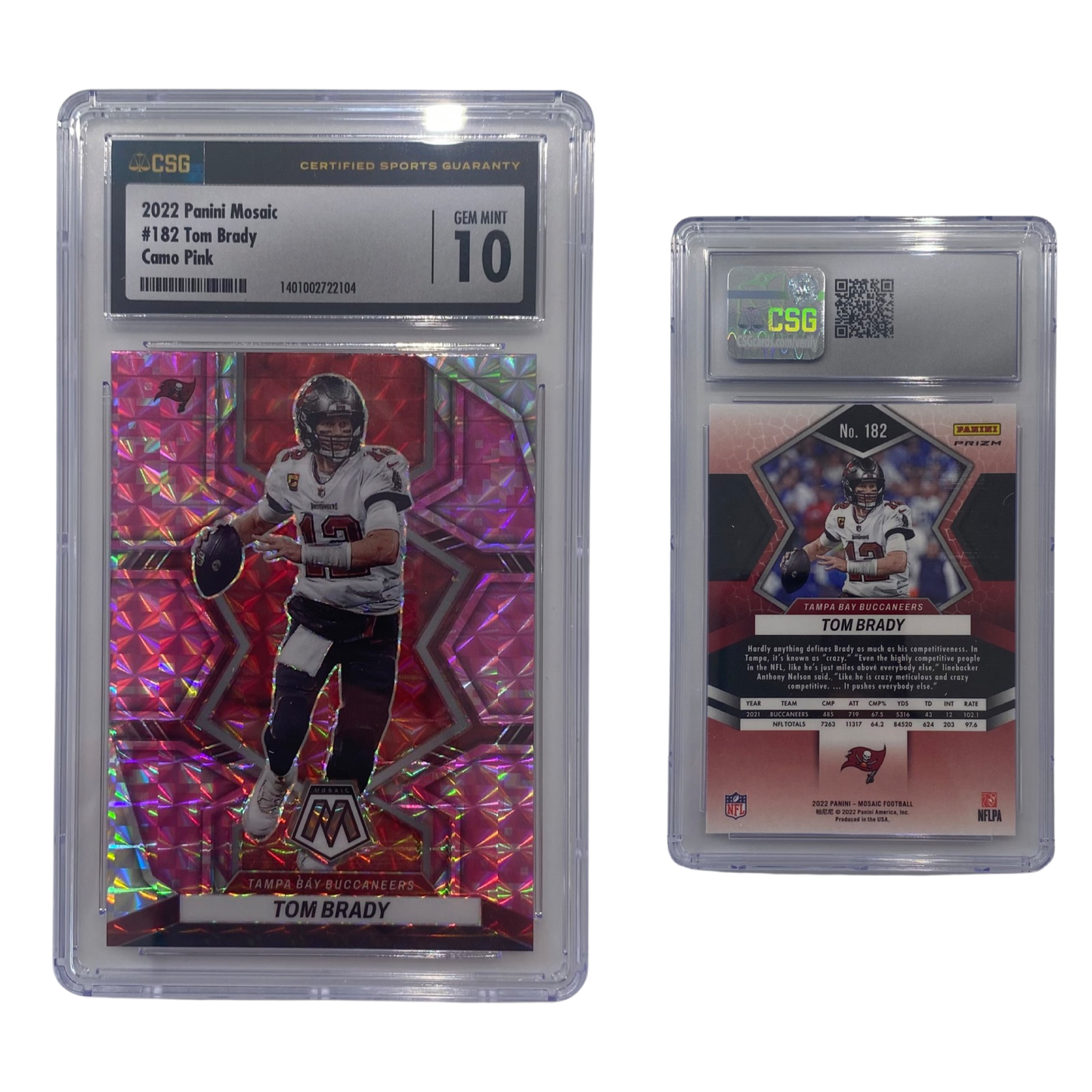 2022 Tom Brady Panini Mosaic Camo Pink #182 CSG 10 GEM MINT