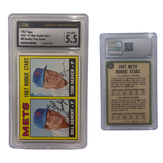 1967 Bill Denehy / Tom Seaver Topps '67 Mets Rookie Stars #581 CSG 5.5 EXCELLENT+