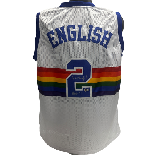 Alex English Autographed Denver Nuggets "HOF 17" Inscribed Jersey Becket
