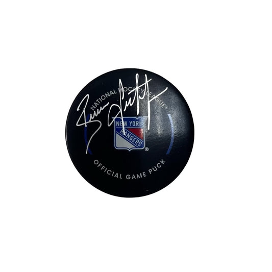 Brian Leetch Autographed New York Rangers Official Game Puck Steiner CX