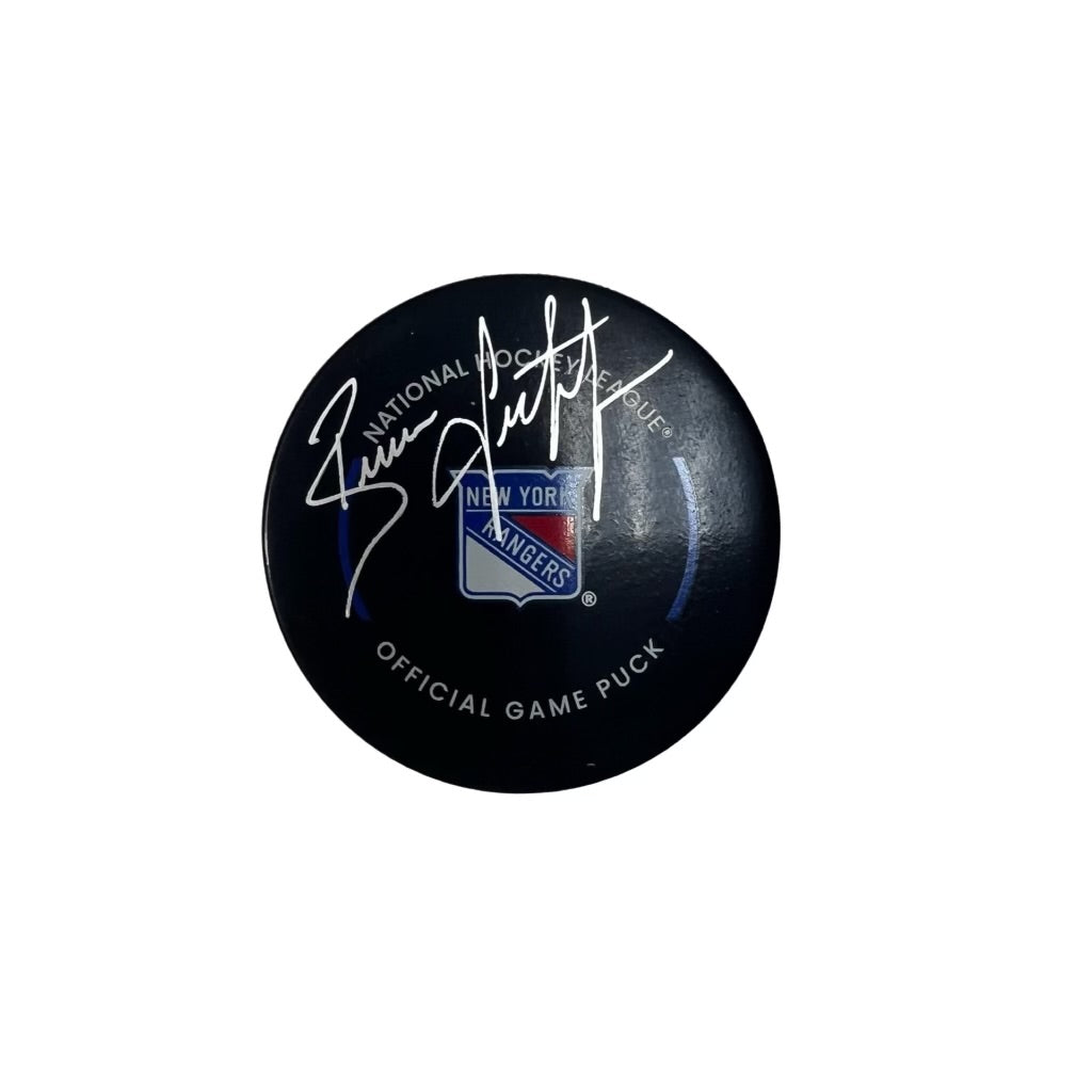 Brian Leetch Autographed New York Rangers Official Game Puck Steiner CX