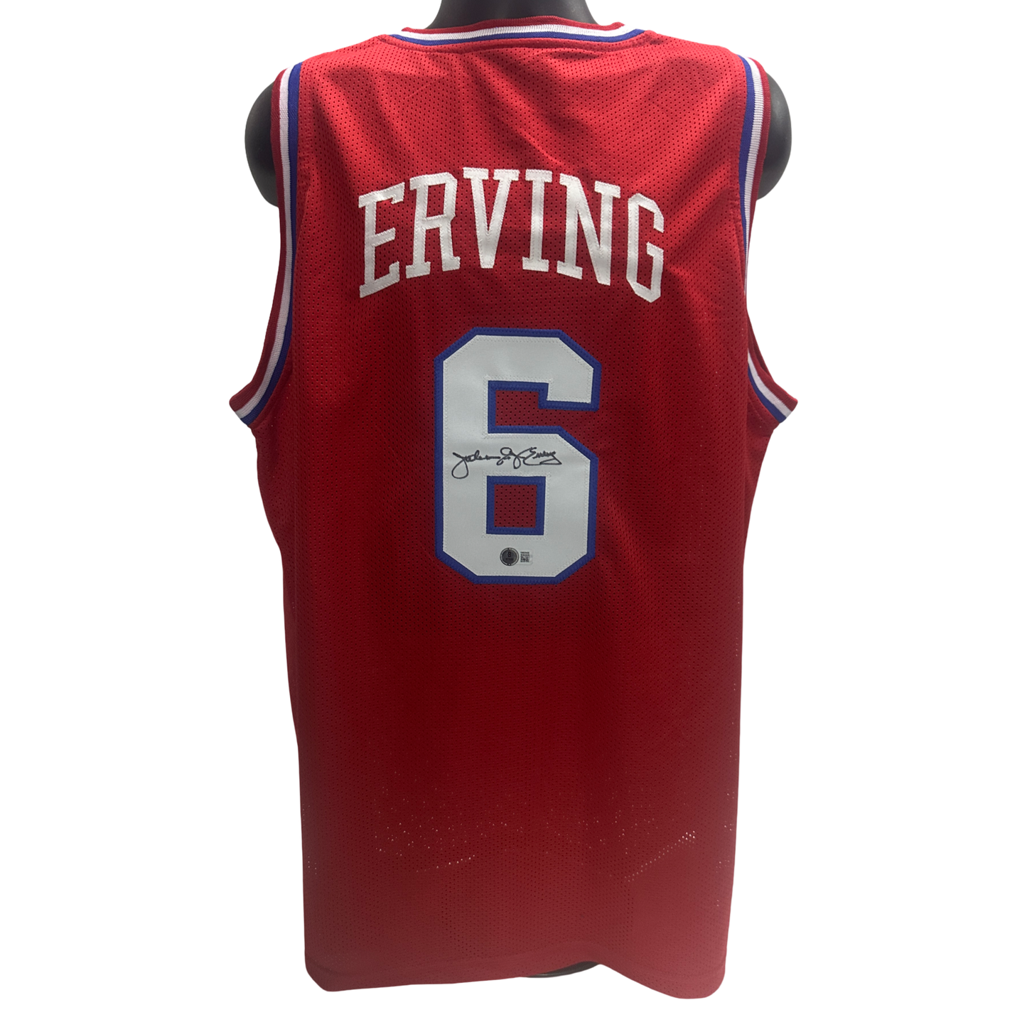 Julius Dr J Erving Autographed Philadelphia 76ers Red Jersey Beckett