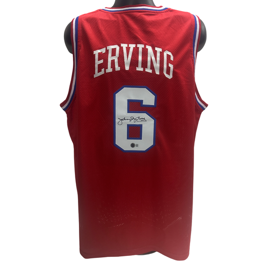 Julius Dr J Erving Autographed Philadelphia 76ers Red Jersey Beckett