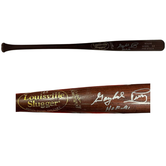 Gaylord Perry Autographed Brown Louisville Slugger Bat “HOF 91” Inscription JSA