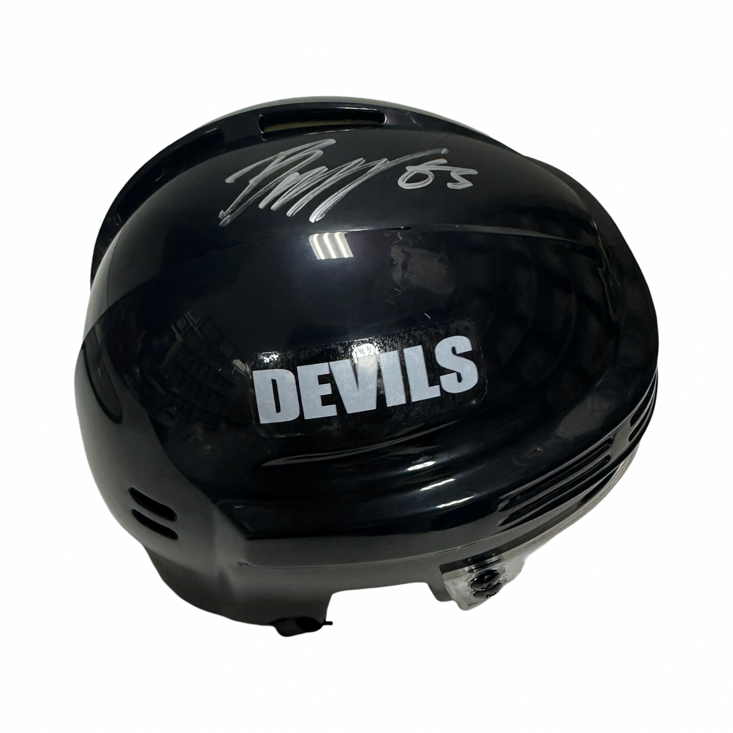 Jesper Bratt Autographed New Jersey Devils Black Mini Helmet JSA COA