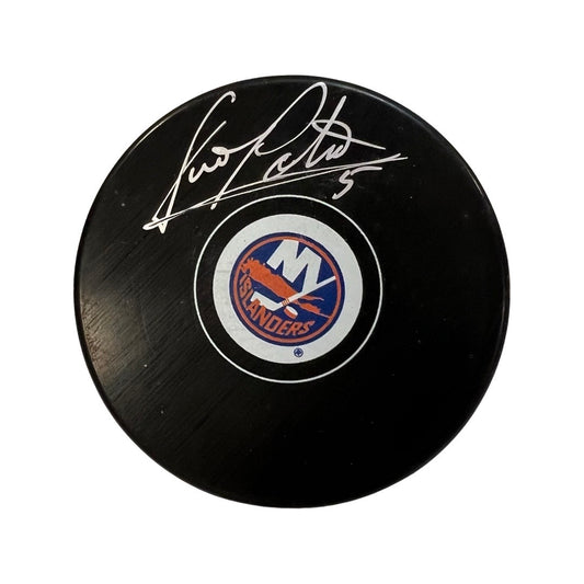 Denis Potvin Autographed New York Islanders Logo Puck JSA