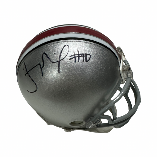 Troy Smith Autographed Ohio State Silver Mini Helmet Beckett
