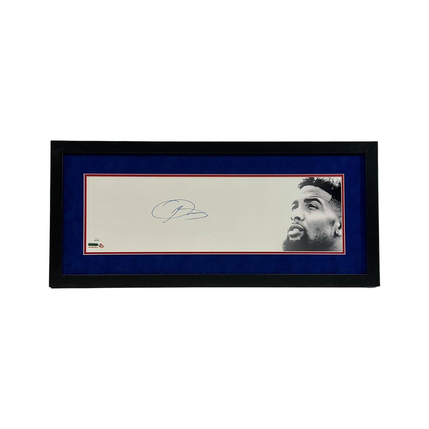 Odell Beckham Jr. Autographed New York Giants Framed 8x26 JSA - Blue Suede