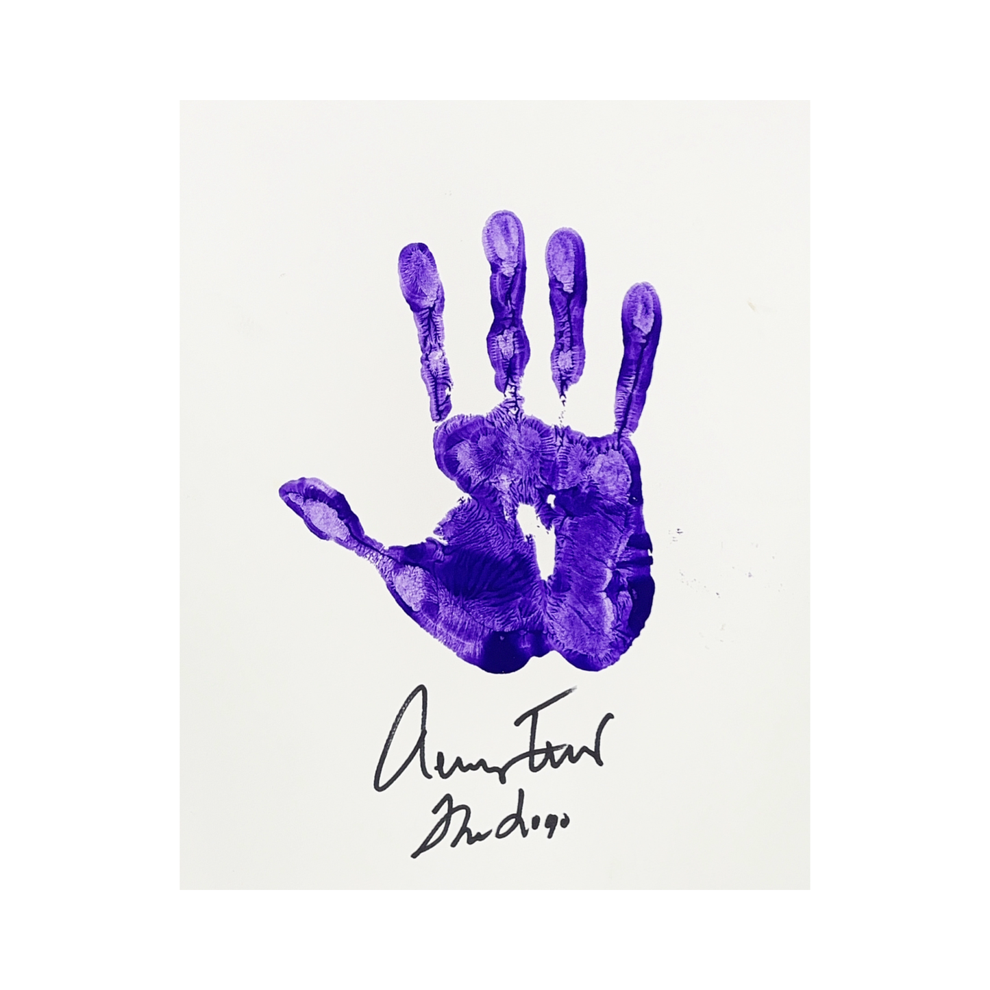 Jerry West Autographed Los Angeles Lakers Purple Handprint 11x14 The Logo Inscription Beckett