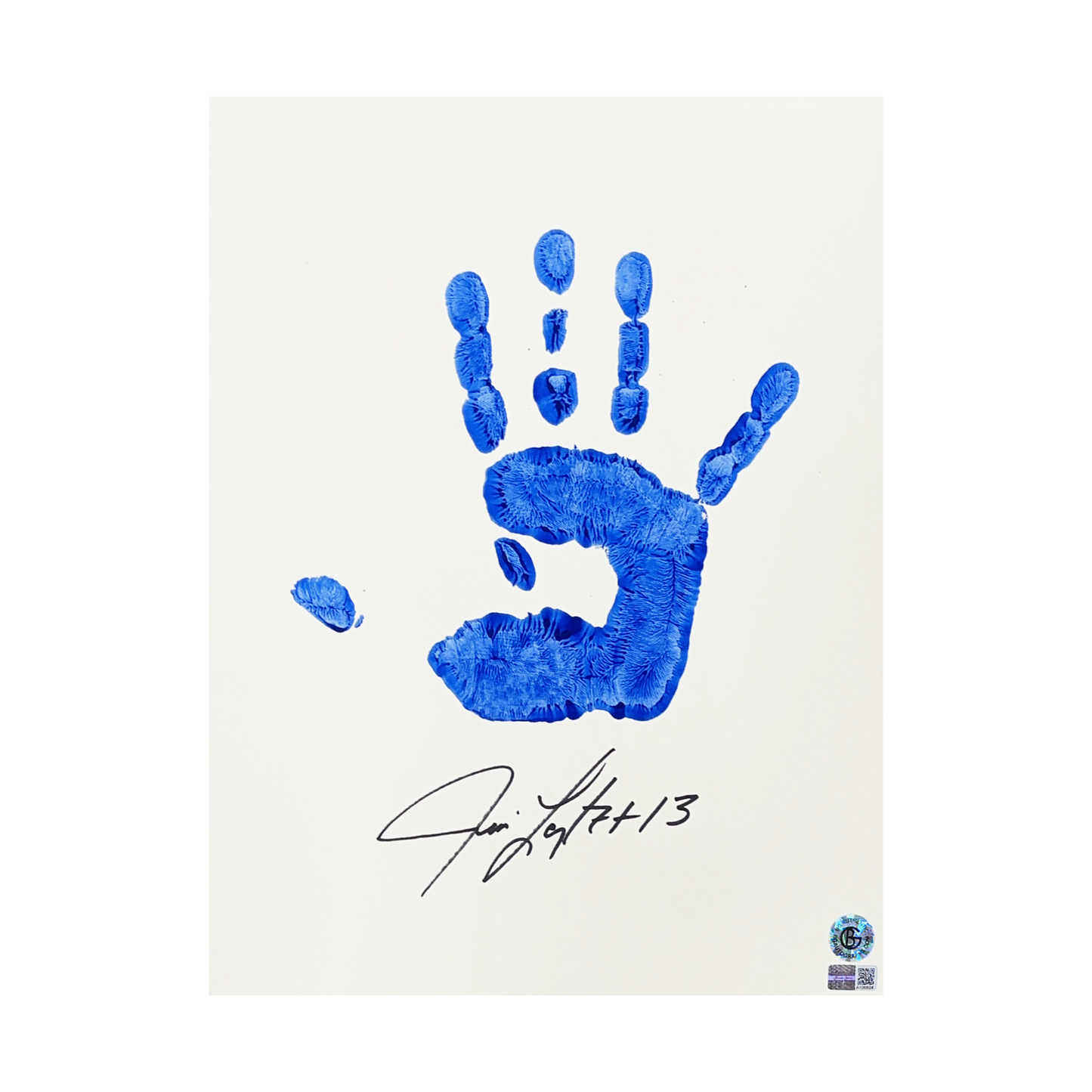 Jim Leyritz Autographed New York Yankees 11x14 w/ Blue Handprint Steiner CX