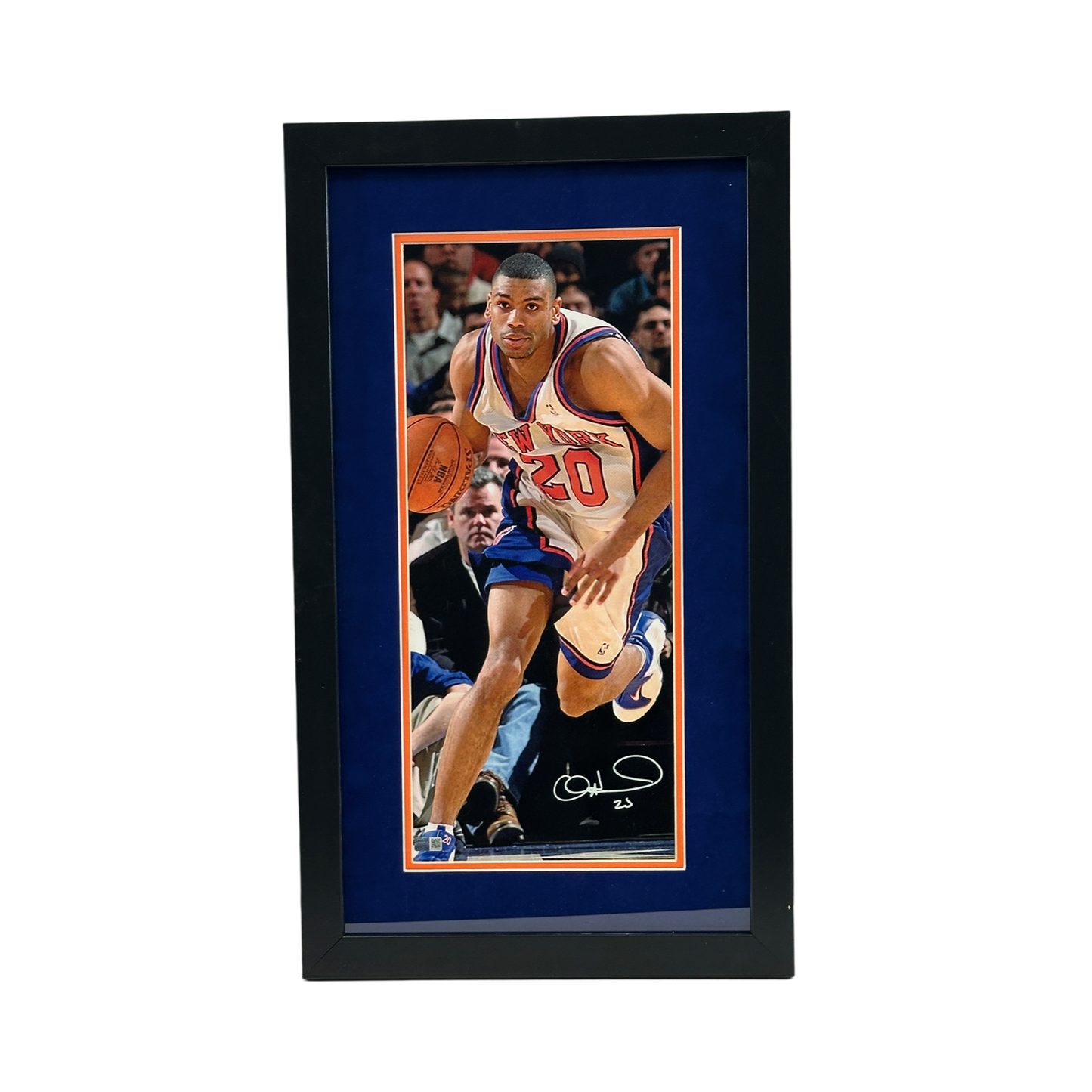 Allan Houston Autographed New York Knicks Vertical Framed 8x18 Steiner CX