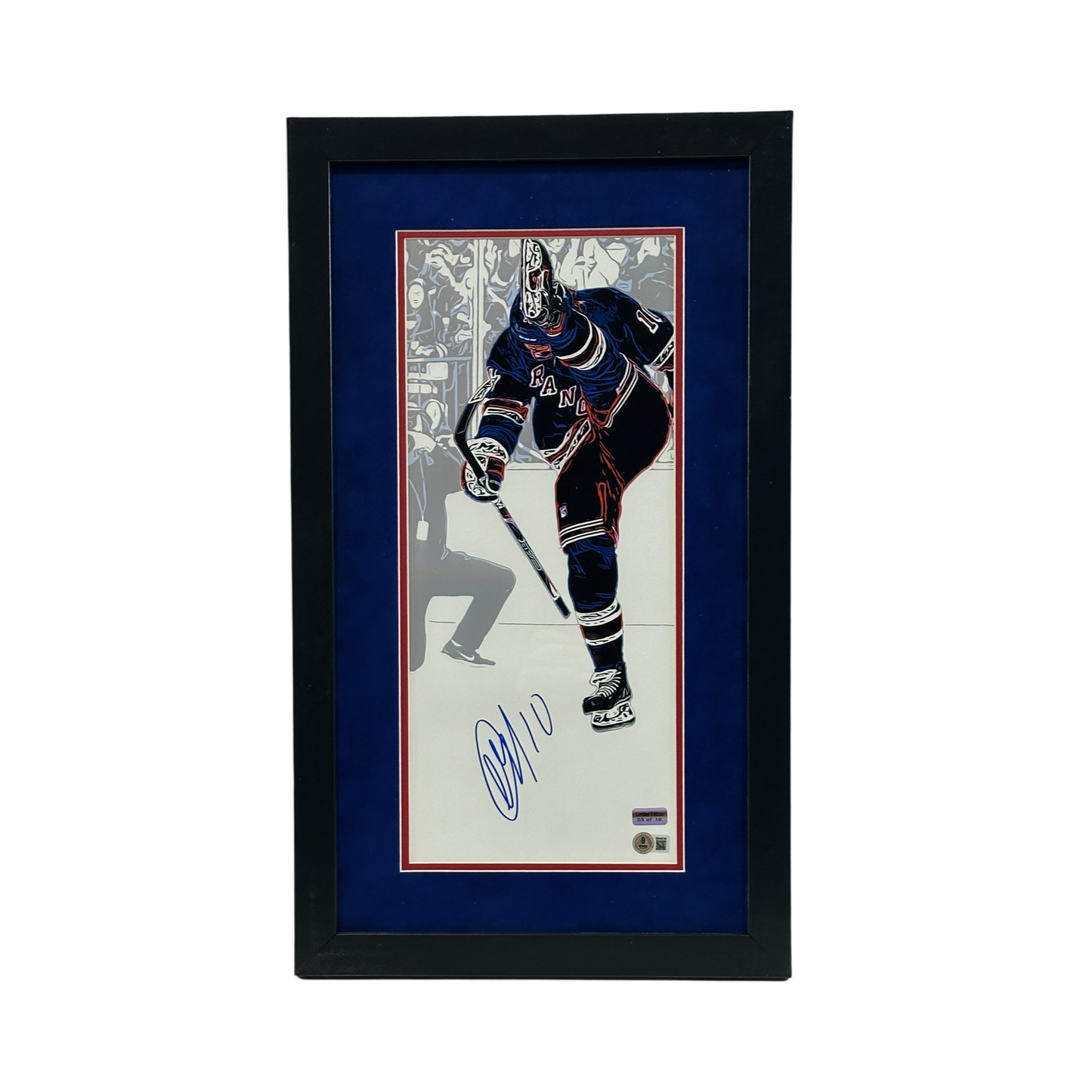 Artemi Panarin Autographed New York Rangers Leg Kick Framed 8x18 LE /10 Beckett BAS