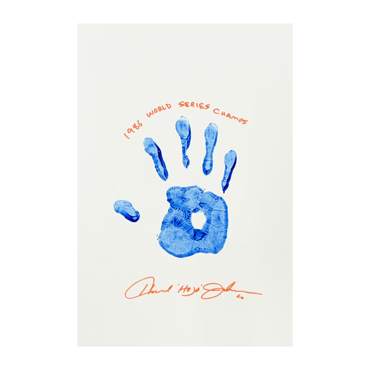 Howard Johnson Autographed New York Mets 11x14 w/ Blue Handprint 1986 WS Champs Steiner CX