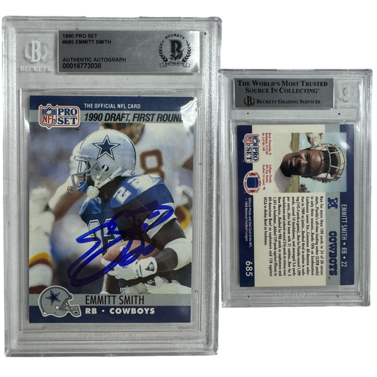 1990 Emmitt Smith Autographed Pro Set #685 Beckett Auto Authentic
