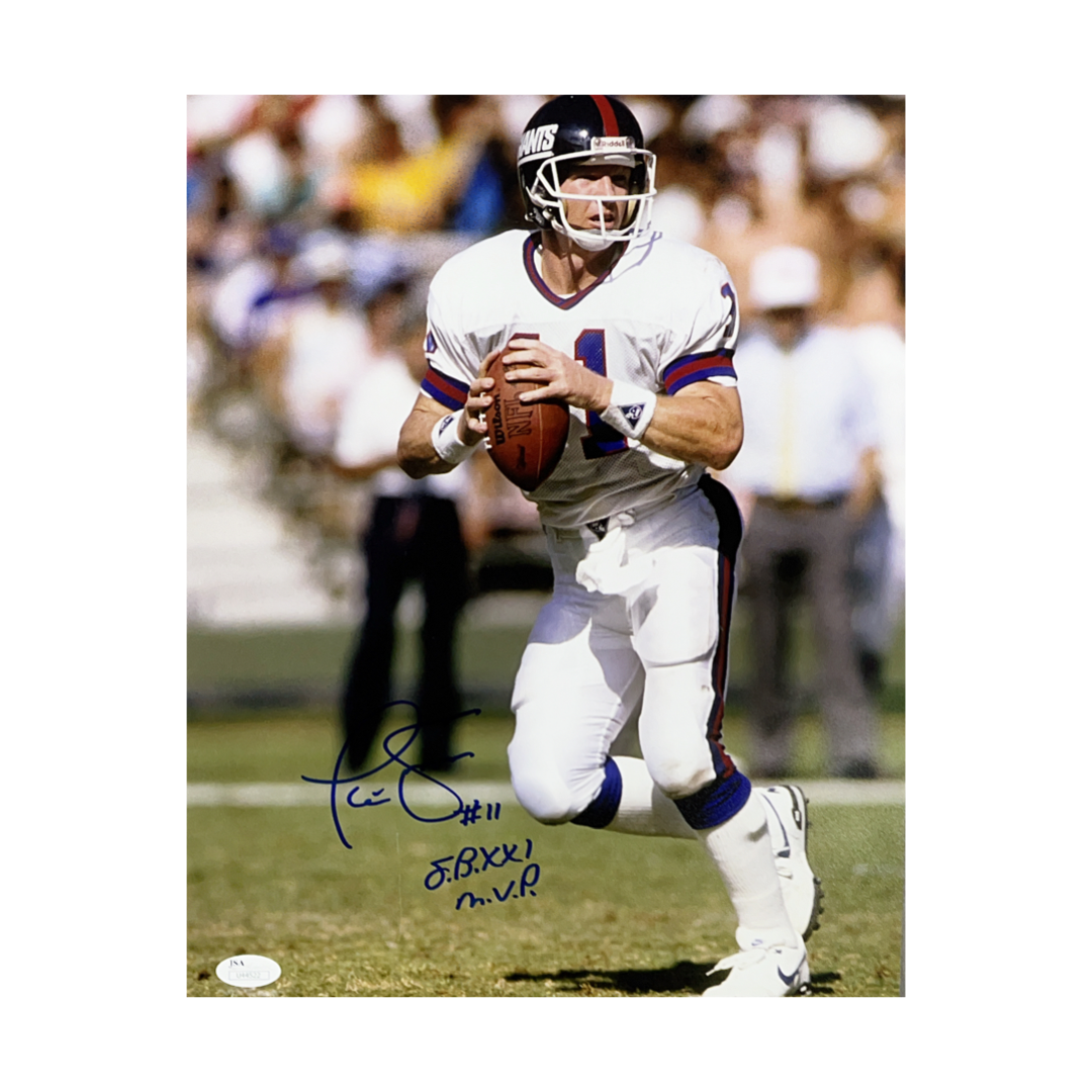 Phil Simms Autographed New York Giants 11x14 "SBXXI MVP" Inscription JSA