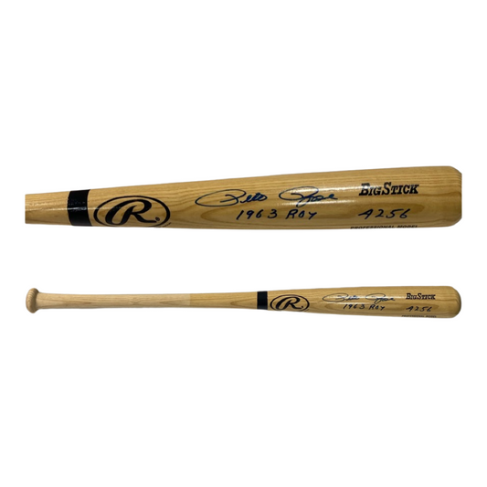 Pete Rose Autographed Rawlings Big Stick Bat "1963 ROY & 4256" Inscriptions Steiner CX