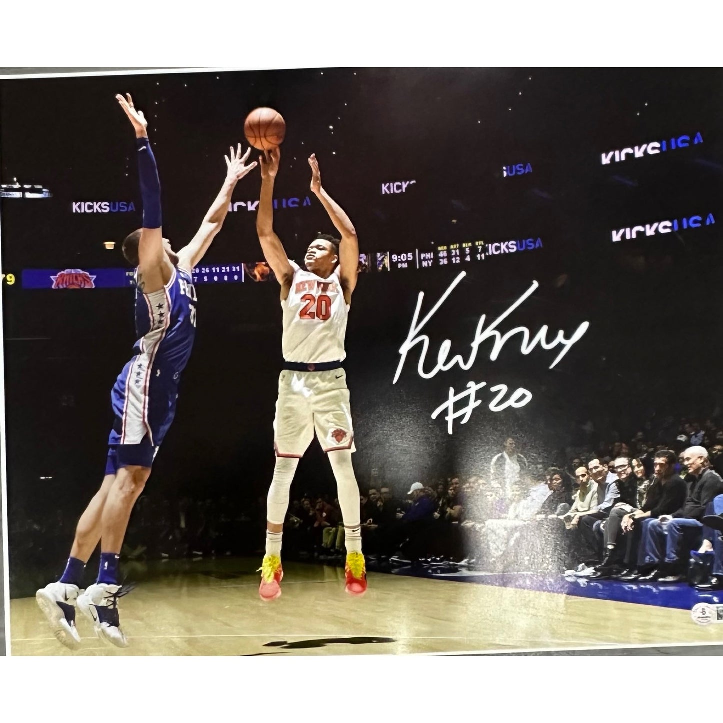 Kevin Knox Autographed Shooting New York Knicks 16x20 Beckett BAS