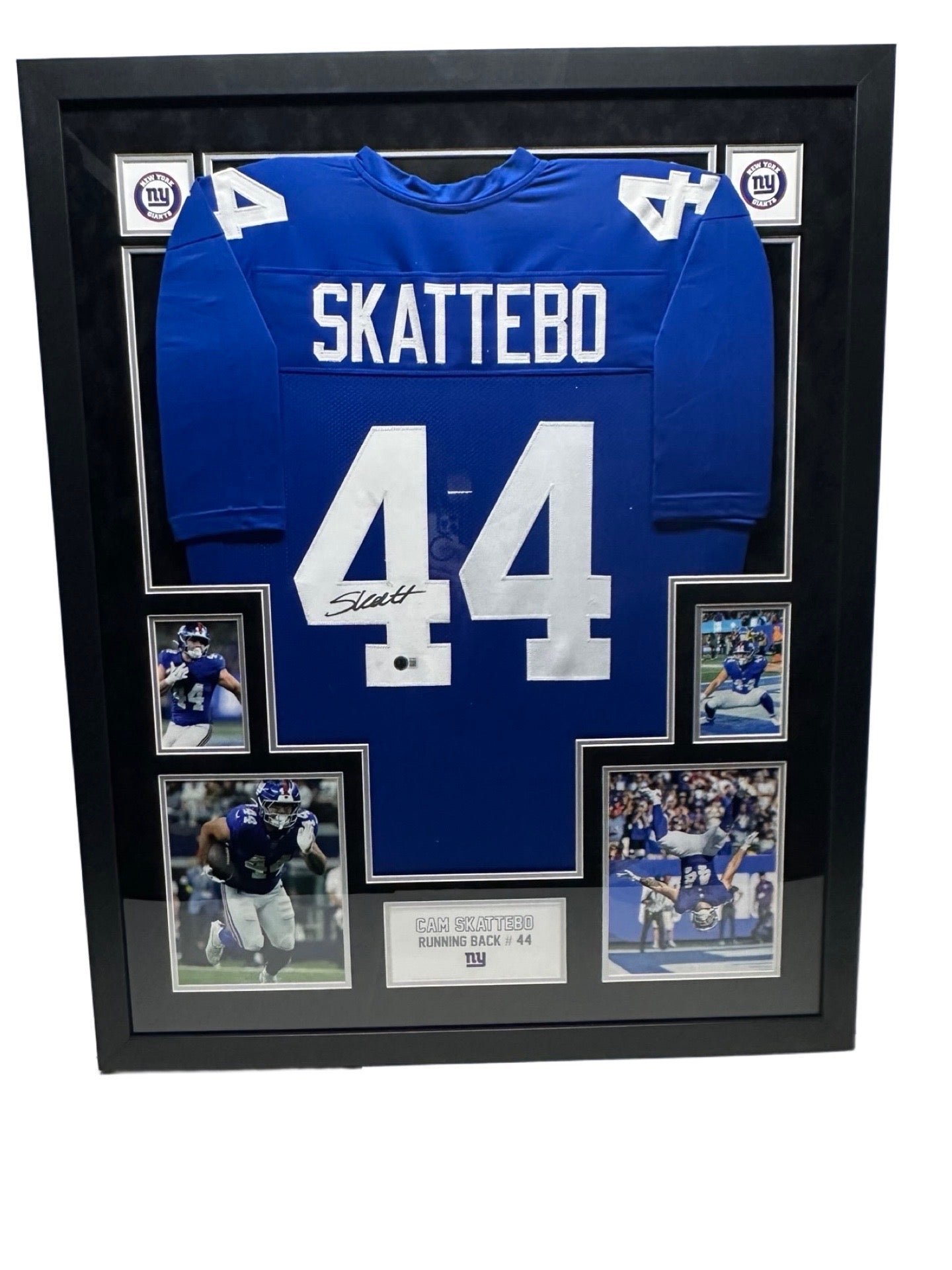 Cameron Skattebo Autographed Framed Black New York Giants Beckett BAS