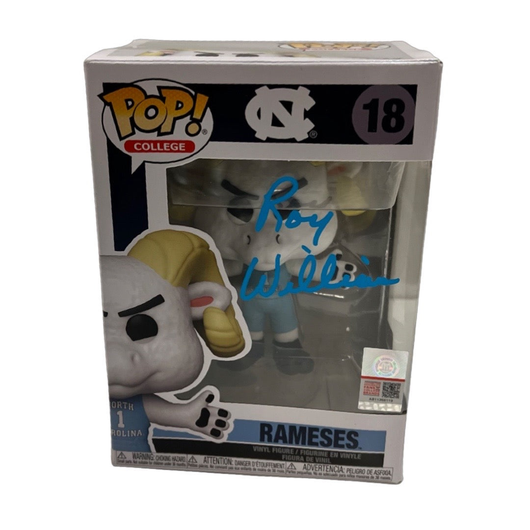 Roy Williams Autographed University of North Carolina Rameses Funko Pop Blue Ink Steiner CX