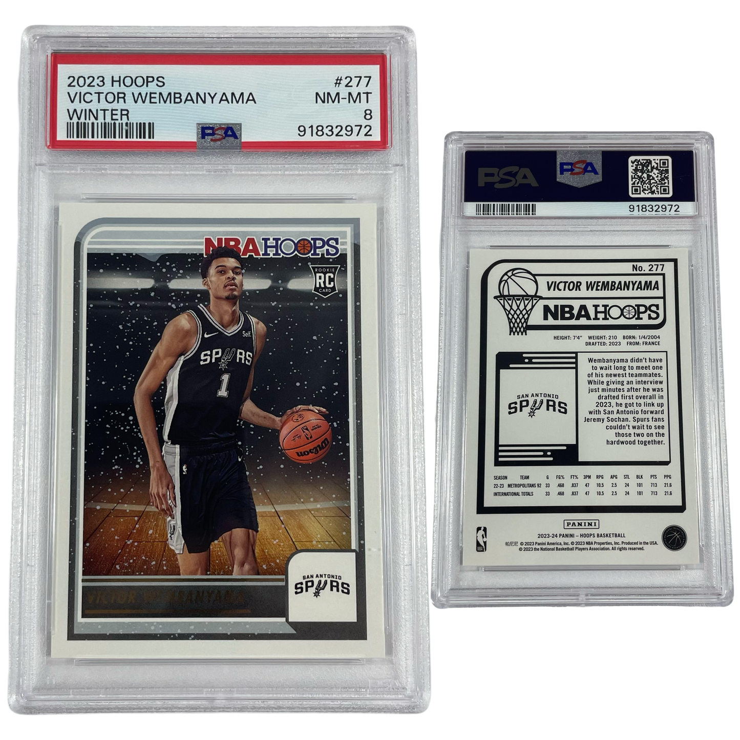 2023 Victor Wembanyama NBA Hoops Rookie Winter #277 PSA NM MT 8
