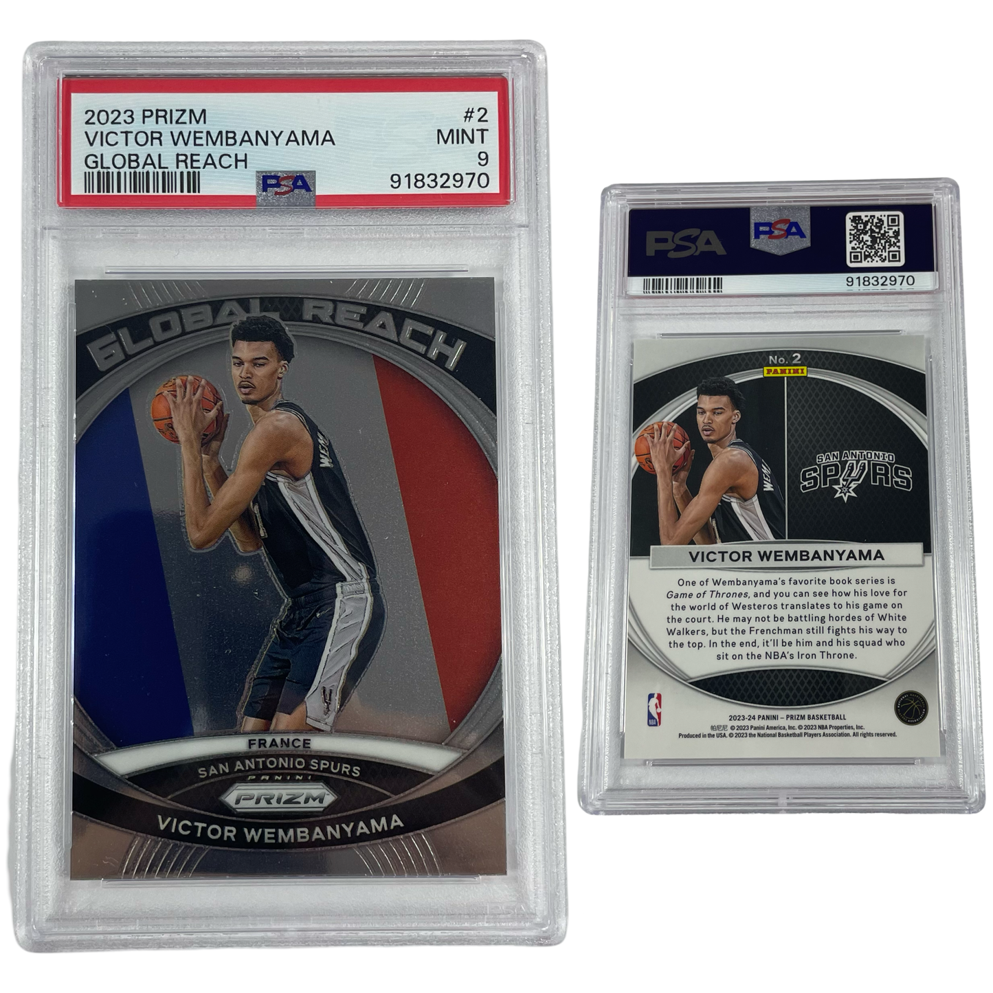 2023 Victor Wembanyama Panini Prizm Global Reach France Rookie #2 PSA MINT 9