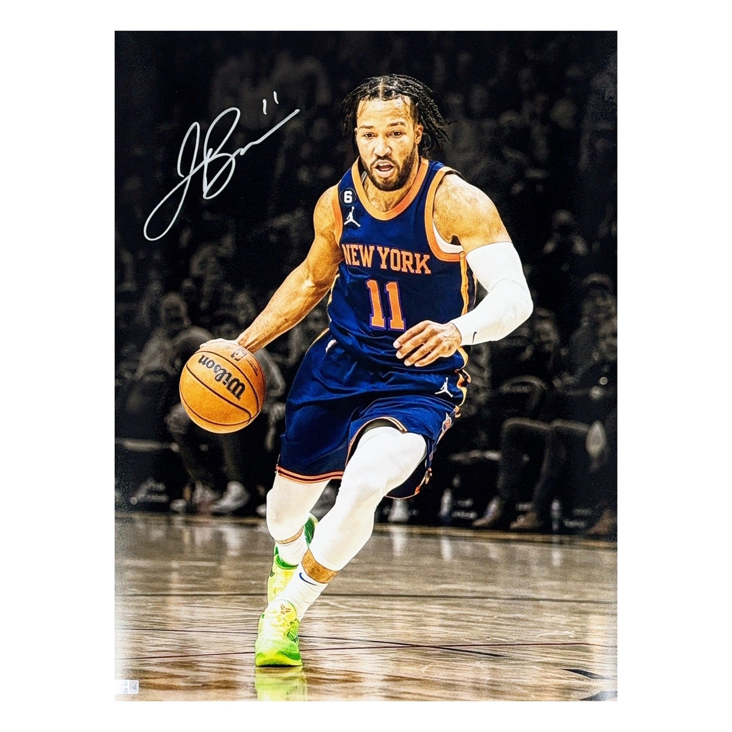 Jalen Brunson Autographed New York Knicks Dribble 16x20 Steiner CX