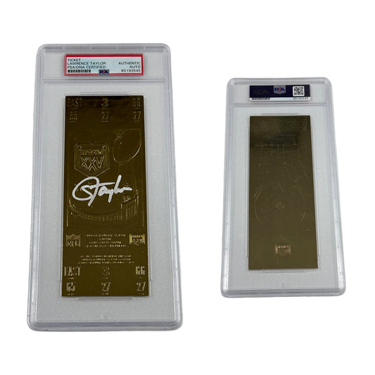 Lawrence Taylor Autographed New York Giants Super Bowl XXV Gold Ticket PSA Auto Authentic