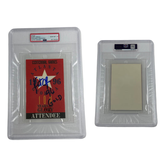 Kurt Angle Autographed 1996 Atlanta Olympics Attendee Pass 96 Gold Inscription PSA Auto GEM MT 10
