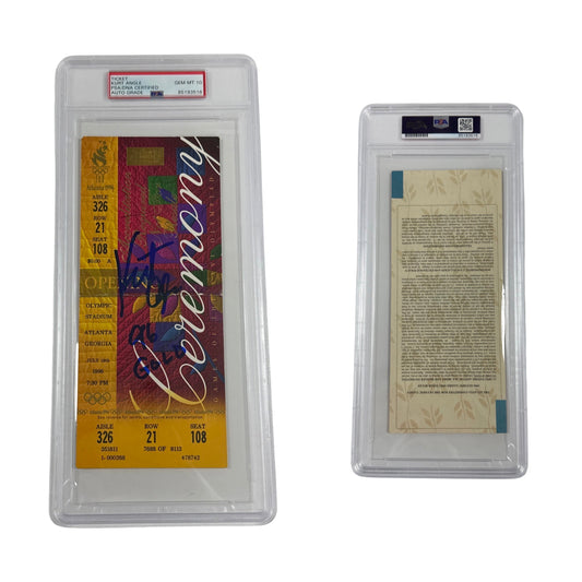 Kurt Angle Autographed 1996 Atlanta Olympics Opening Ceremony Ticket 96 Gold Inscription PSA Auto GEM MT 10
