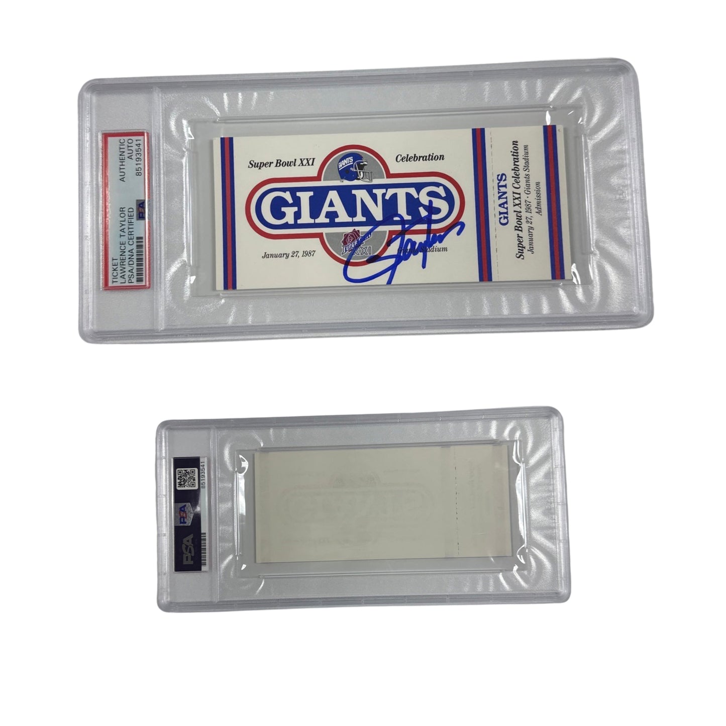 Lawrence Taylor Autographed New York Giants Super Bowl XXI Celebration Ticket PSA Auto Authentic