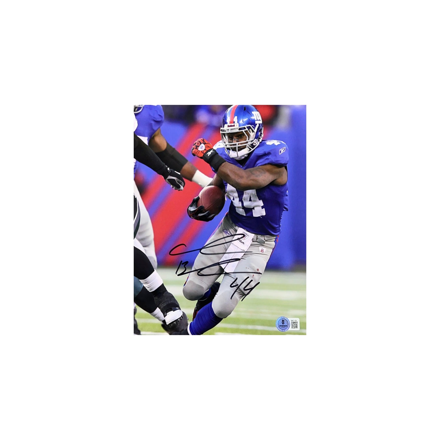 Ahmad Bradshaw Autographed New York Giants Rush 8x10 Beckett