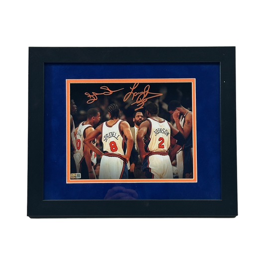 Larry Johnson & Latrell Sprewell Autographed New York Knicks Back Numbers Framed 8x10 Steiner CX