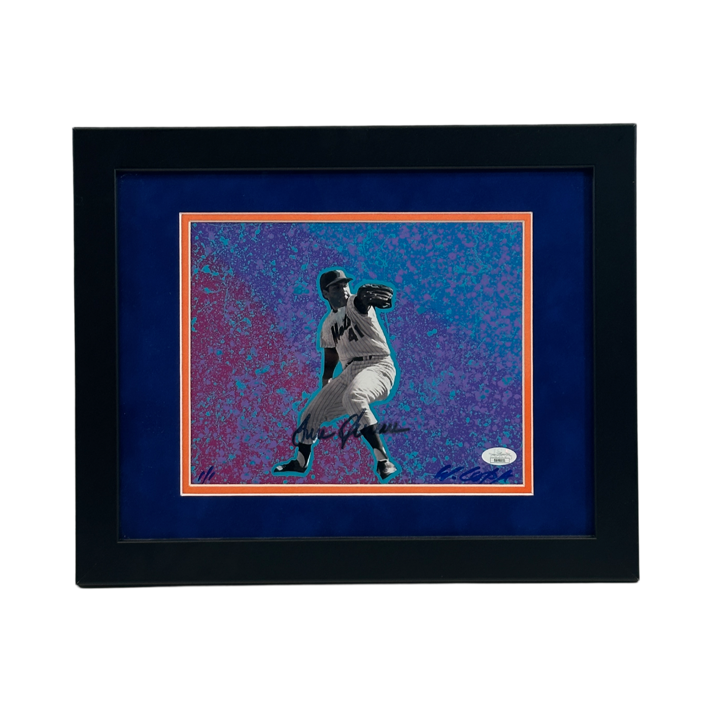 Tom Seaver Autographed New York Mets Bill Lopa Art 1/1  Framed JSA