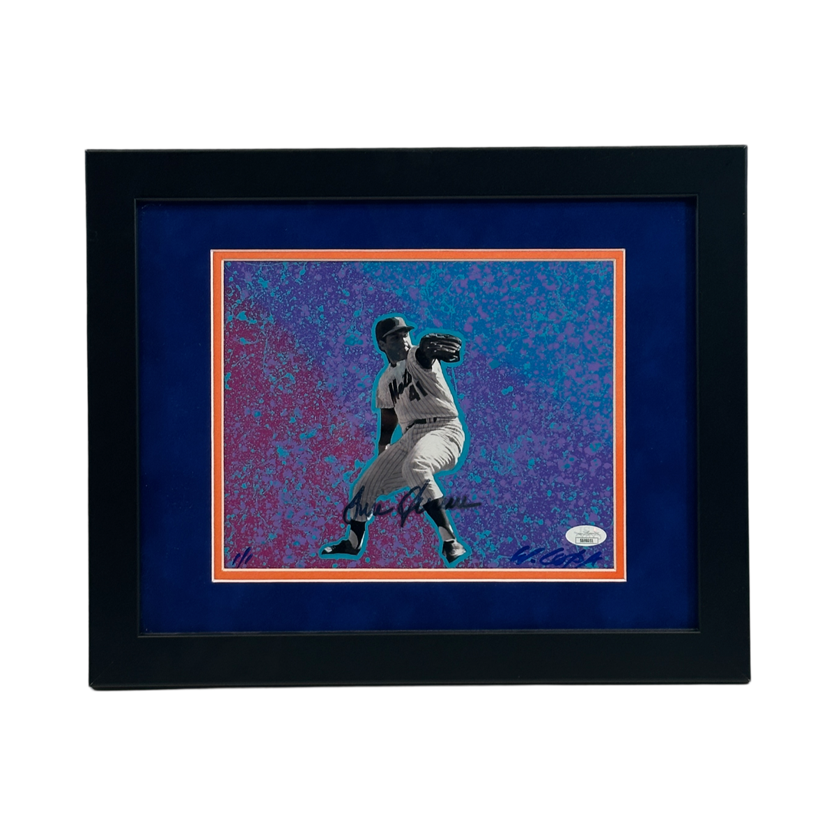 Tom Seaver Autographed New York Mets Bill Lopa Art 1/1 Framed JSA