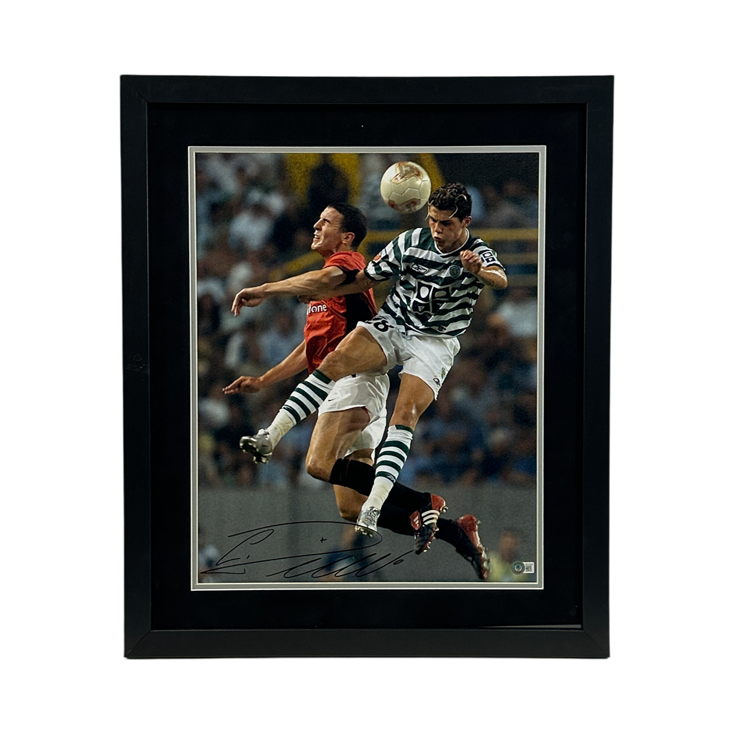Cristiano Ronaldo Autographed Headbutt 16x20 Photo Beckett - Framed