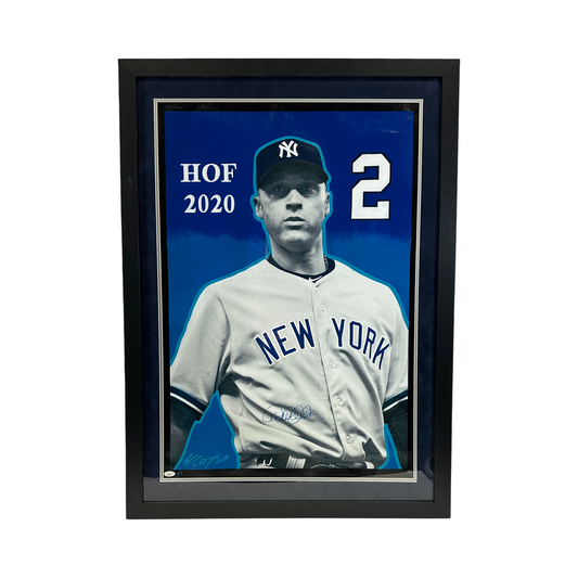 Derek Jeter Autographed New York Yankees HOF 2020 Framed Bill Lopa Canvas 1/1 JSA COA