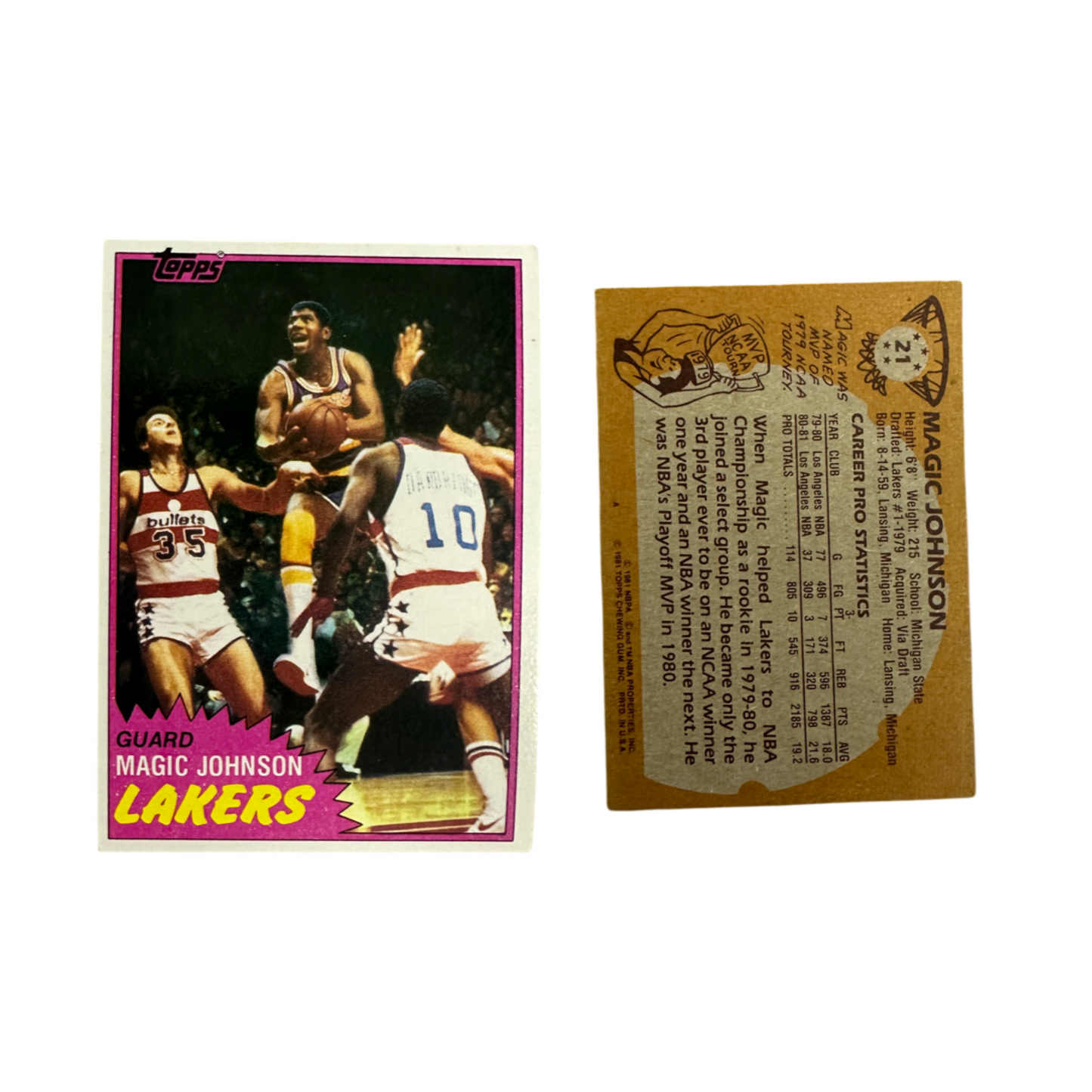 1981 Magic Johnson Los Angeles Lakers Topps #21