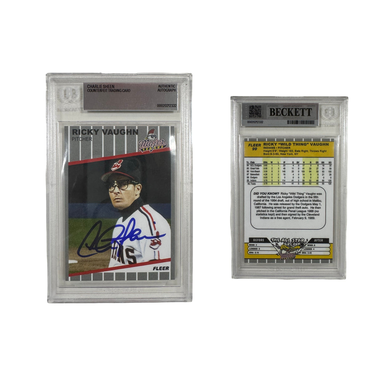 Charlie Sheen Autographed Trading Card Beckett Major League