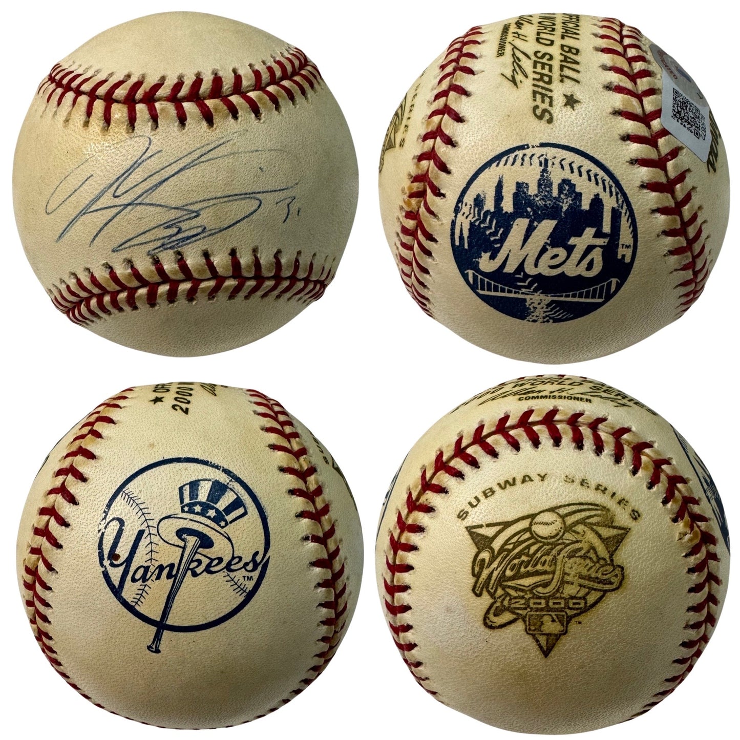 Mike Piazza Autographed New York Mets 2000 World Series Logo Baseball Beckett