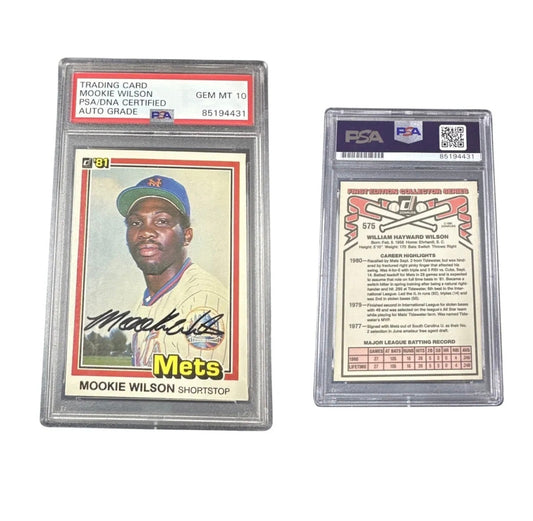 1981 Mookie Wilson Donruss #575 Autographed PSA GEM MT 10 Auto