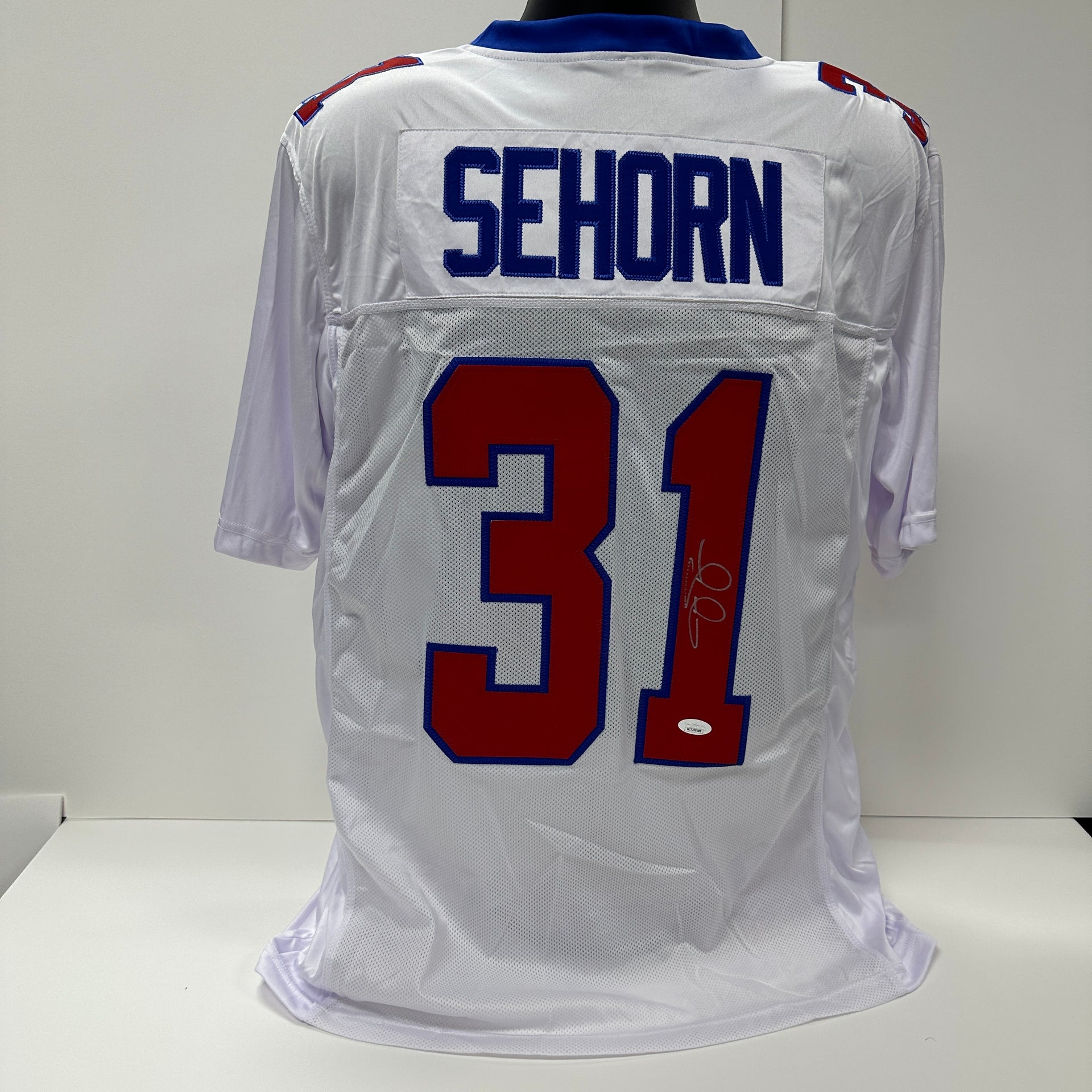 Jason Sehorn Signed Giants White Jersey Autographed Inscribed JSA