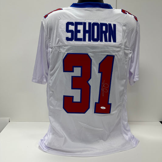 Jason Sehorn Autographed New York Giants Blue Jersey JSA