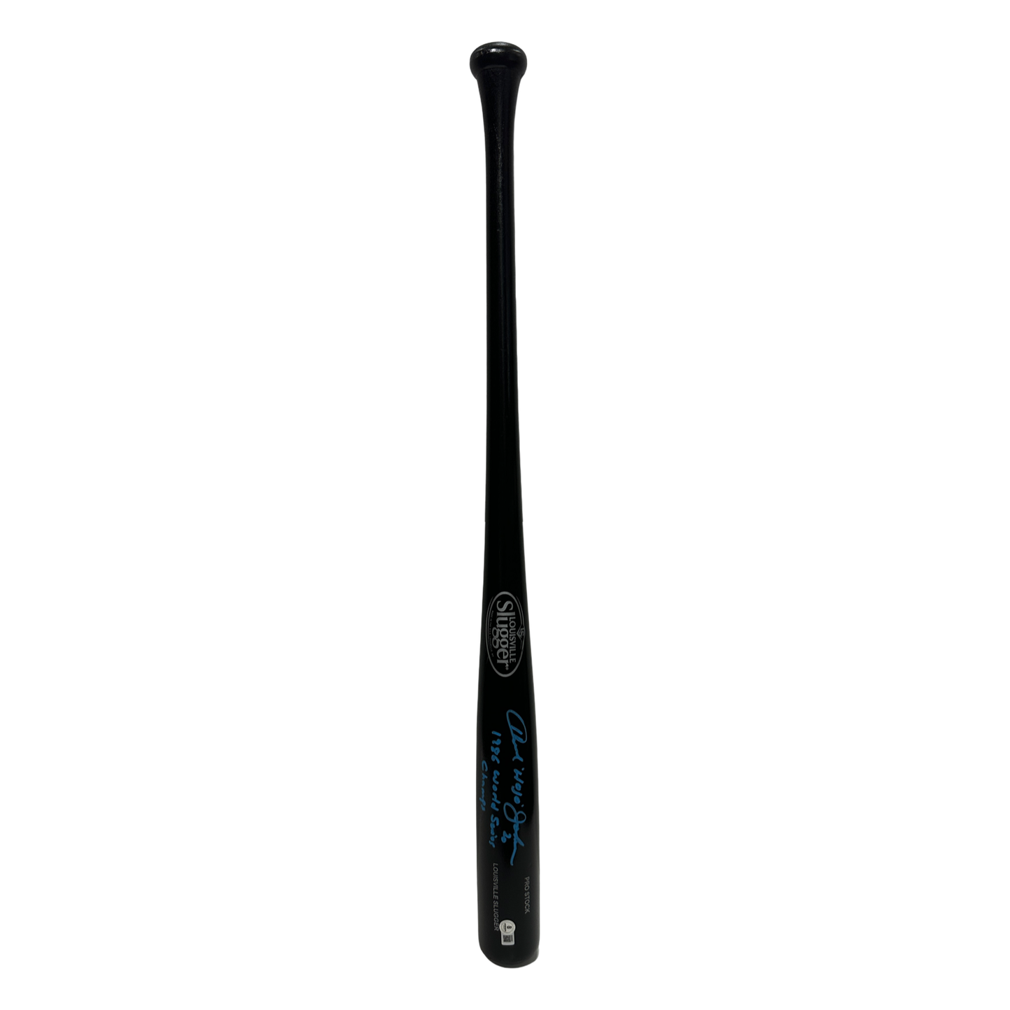 Howard "Hojo" Johnson Autographed New York Mets "1986 World Series Champs" Inscribed Black Louisville Slugger Bat Light Blue Ink Beckett