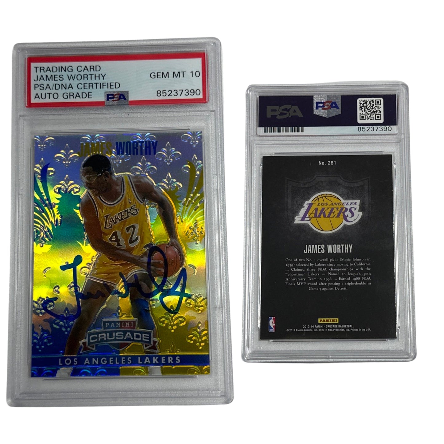2013-14 James Worthy Autographed Panini Crusade #281 PSA GEM MT 10 Auto
