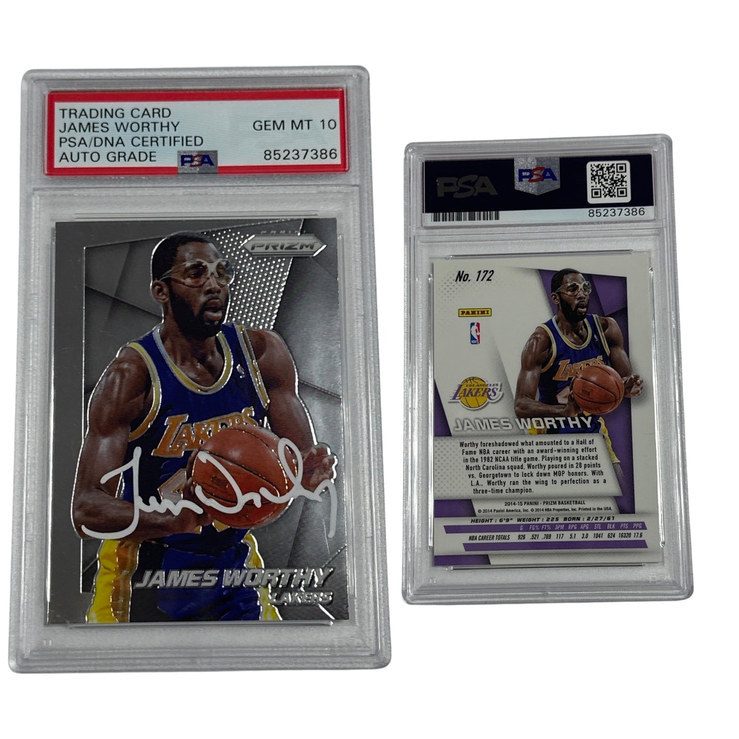 2014-15 James Worthy Autographed Panini Prizm #172 PSA GEM MT 10 Auto