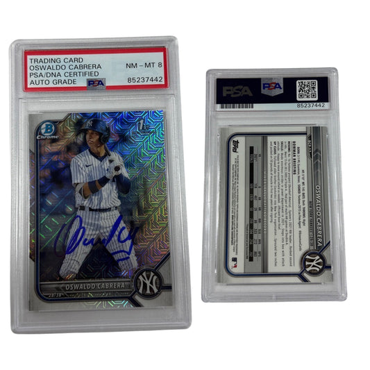 2022 Oswaldo Cabrera Bowman Chrome 1st Auto Mojo #BCP-17 PSA NM-MT 8 Auto